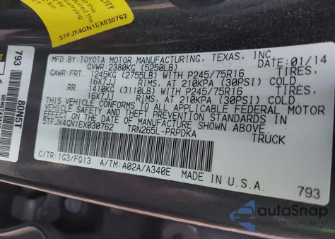 2014 Toyota Tacoma Prerunner from USA, damaged, VIN 5TFJX4GN1EX030762